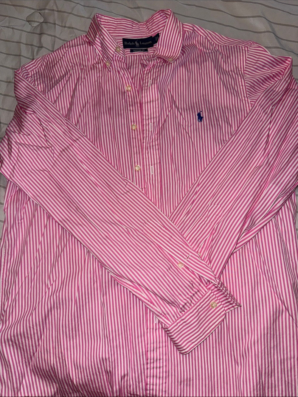 Ralph Lauren Pink and White Striped Button-Down Shirt
